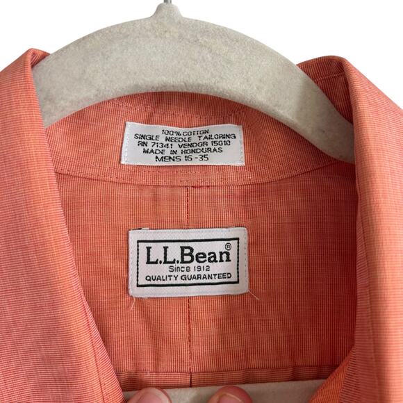 Vintage LL Bean Cotton Salmon Button Down Shirt Mens 15-35 - Picture 6 of 16